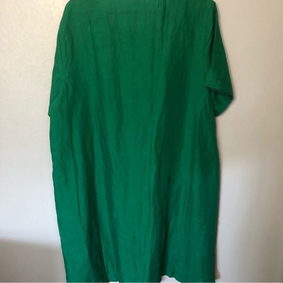 Minibee Linen Embroidered Floral Summer A-Line Hi Low 2XL Dress Tunic Pockets - Picture 2 of 10